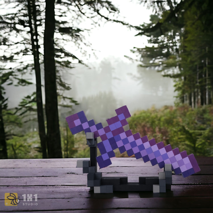 Model Minecraft Wooden Diamond Sword (With Large Stand)