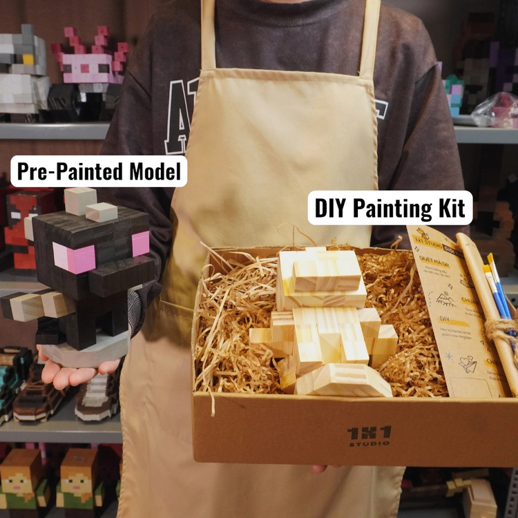 Minecraft Mobs & Bosses Wooden Models (Collection 1/2) - DIY Painting Kit & Completed Model