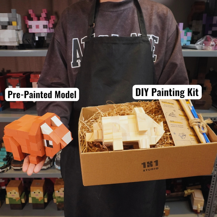 Wooden Animal & Pet Figures (DIY Painting Kit & Completed Model)