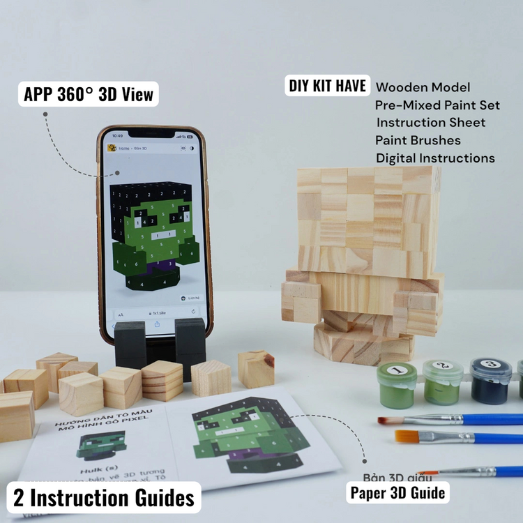 Superhero Wooden Figures (DIY Painting Kit & Completed Model &)