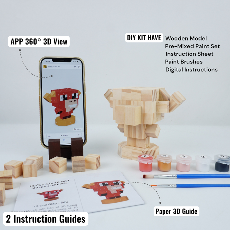 Minecraft Wooden Pet Models (DIY Painting Kit & Completed Model)