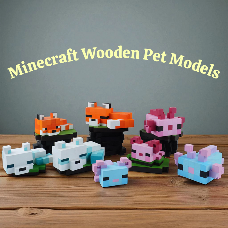 Minecraft Wooden Pet Models (DIY Painting Kit & Completed Model)