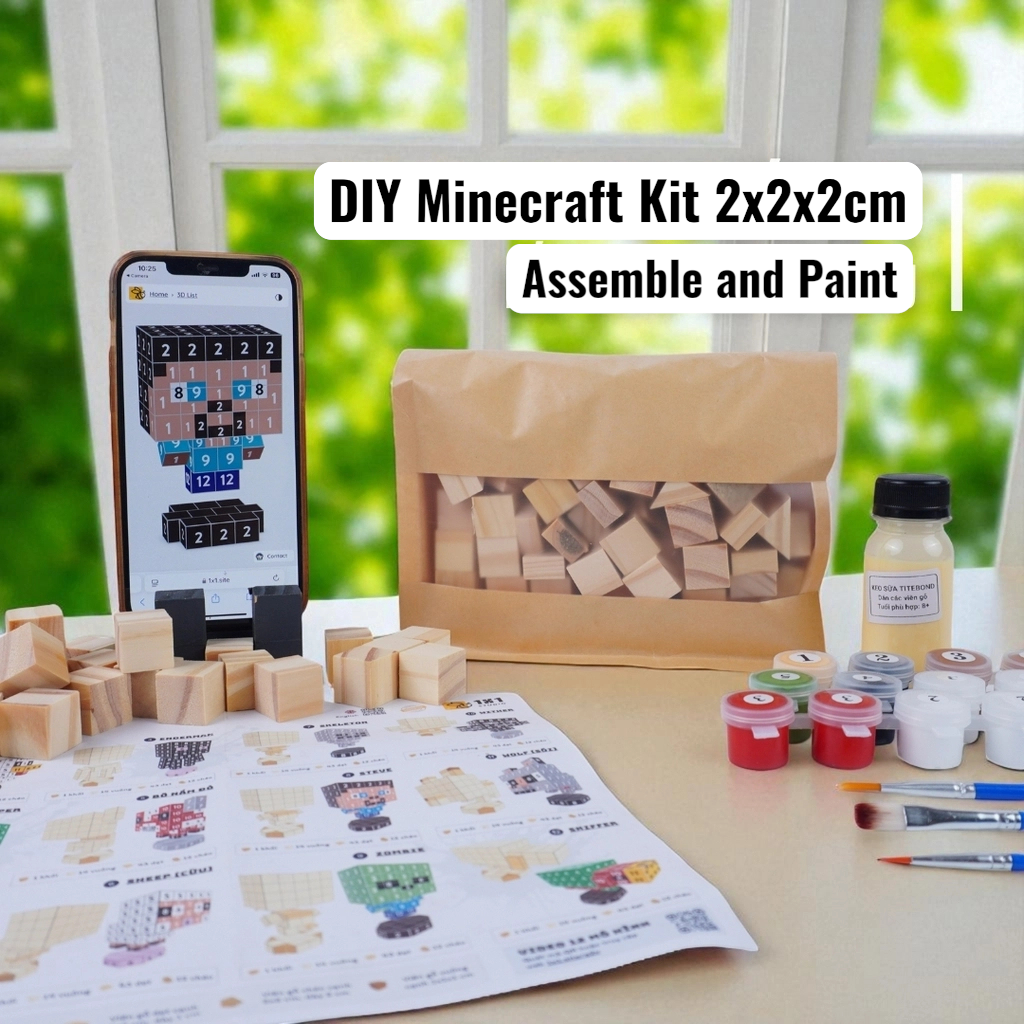 Minecraft Character Kit (2x2x2cm) (DIY KIT) – Create 2 Models