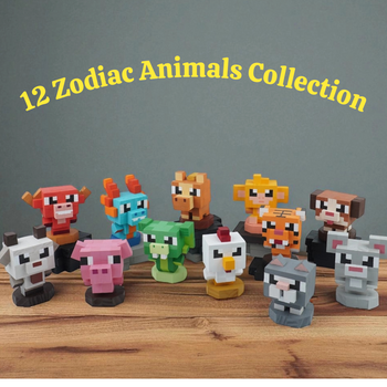 12 Zodiac Animals Collection (DIY Painting Kit & Completed Model)