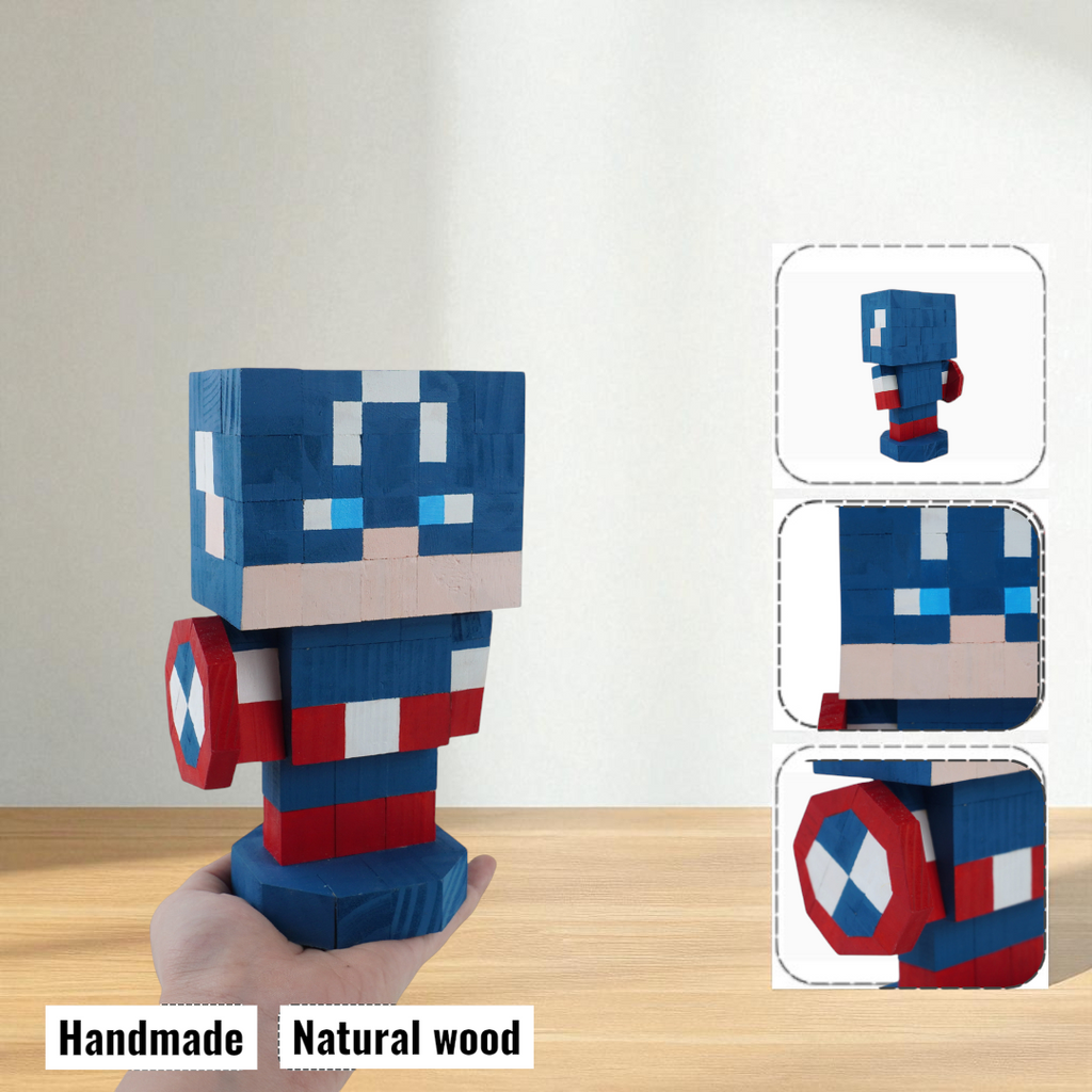 Superhero Wooden Figures (DIY Painting Kit & Completed Model &)