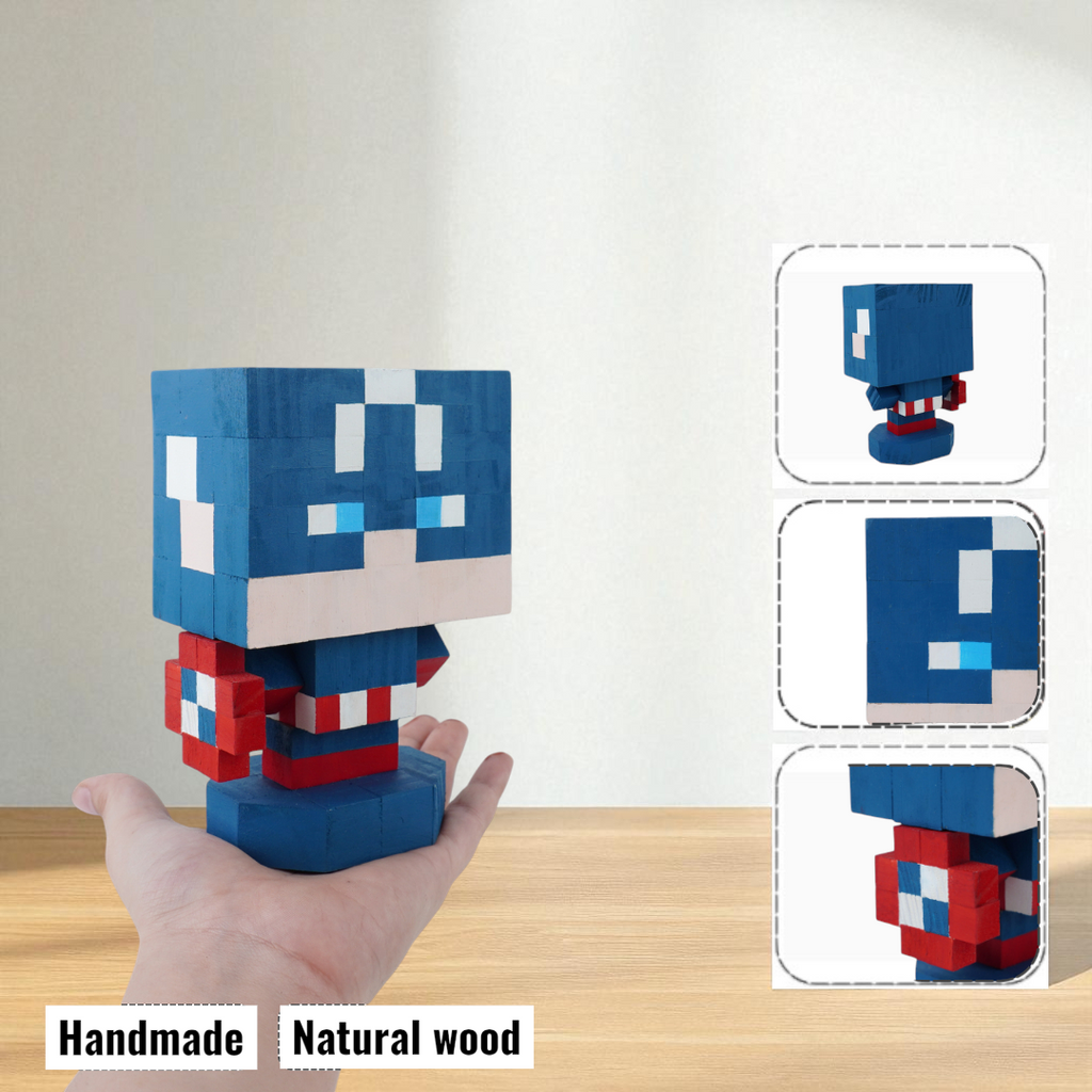 Superhero Wooden Figures (DIY Painting Kit & Completed Model &)