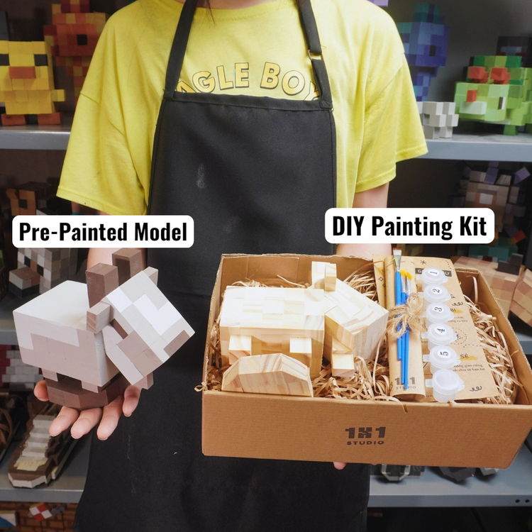 Minecraft Wooden Pet Models  (DIY Painting Kit & Completed Model)
