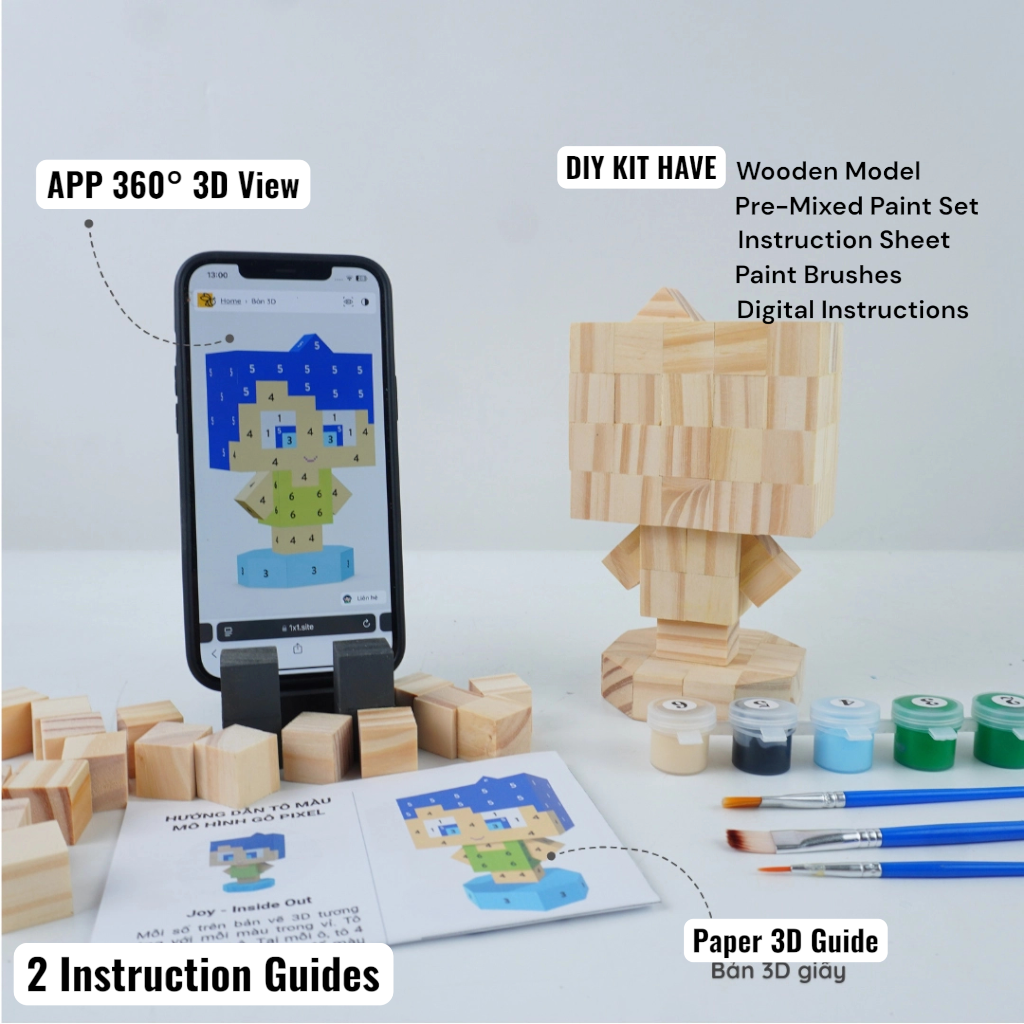 Wooden Character Figures (Collection 1/2) - DIY Painting Kit & Completed Model