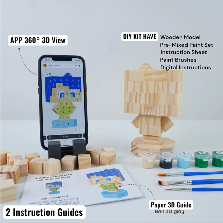 Wooden Character Figures (Collection 1/2) - DIY Painting Kit & Completed Model