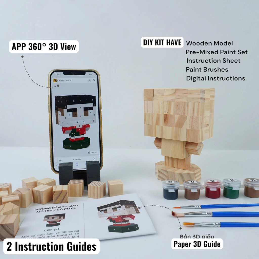 Celebrity Wooden Figures (DIY Painting Kit & Completed Model)