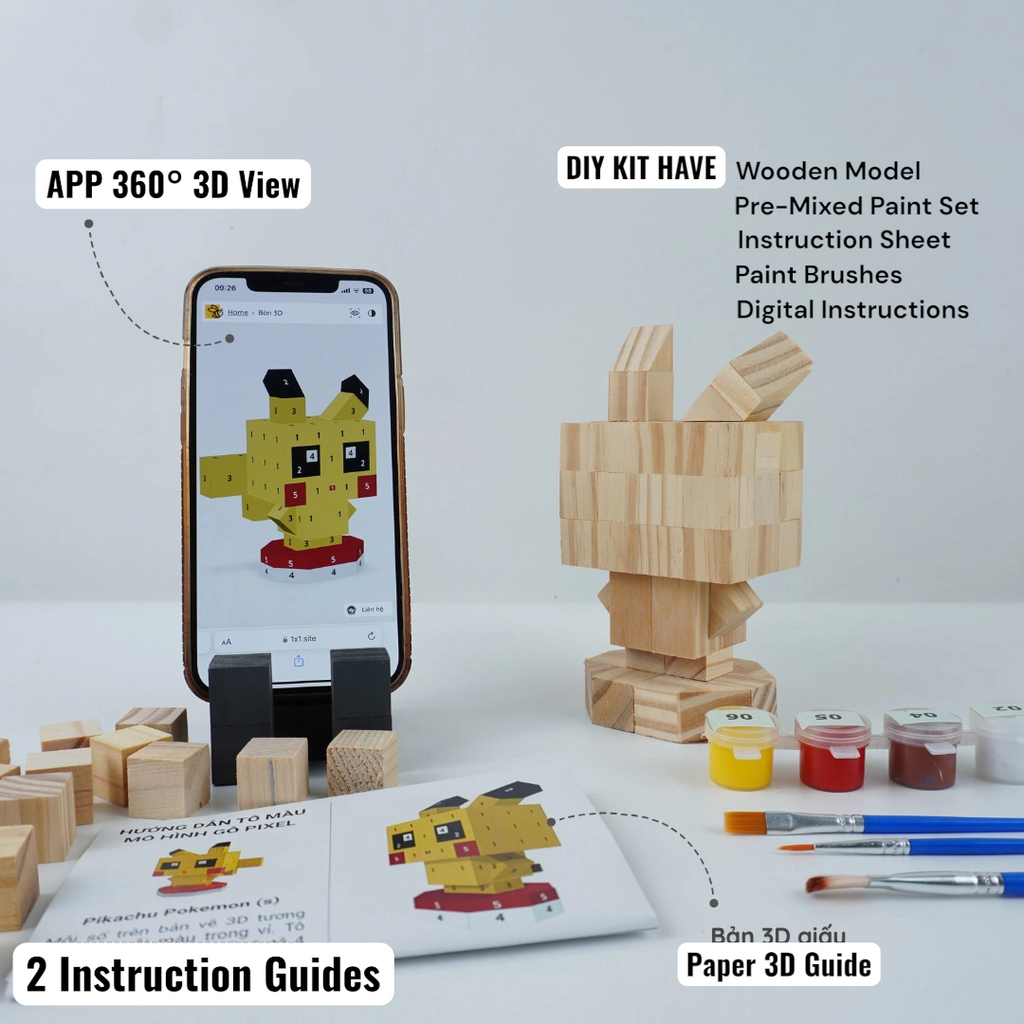 Wooden Character Figures (Collection 2/2) - DIY Painting Kit & Completed Model