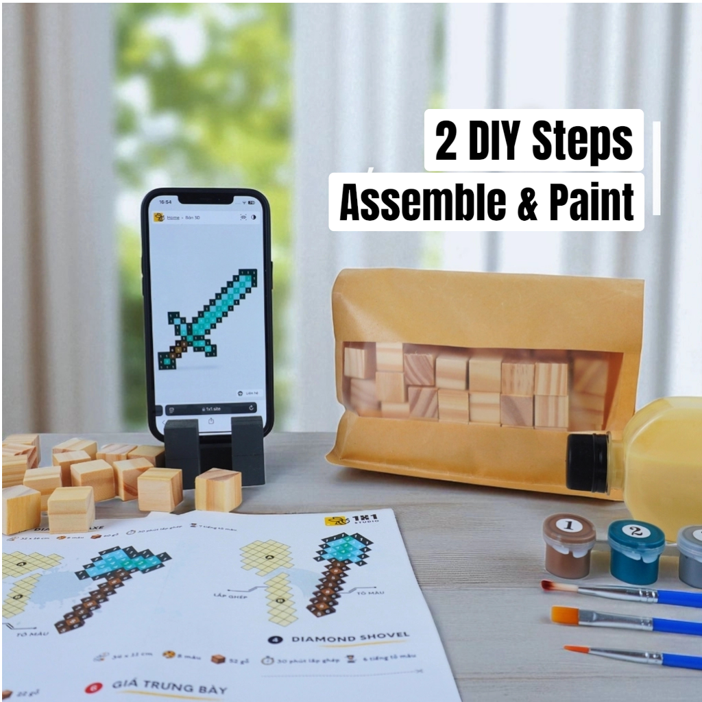 Minecraft Diamond & Nether Equipment (DIY Kit) – Paint & Build 2 Tools