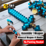 Minecraft Diamond & Nether Weapon (Assembly Kit ) – Build 4 Models (Pre-Painted)