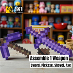 Minecraft Diamond & Nether Weapon (Assembly Kit ) – Build 4 Models (Pre-Painted)