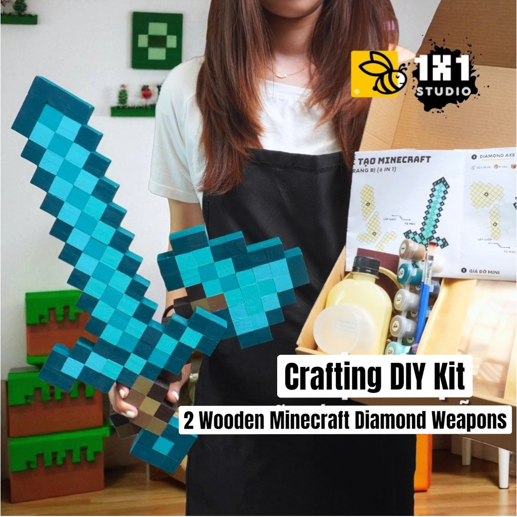 Minecraft Diamond & Nether Equipment (DIY Kit) – Paint & Build 2 Tools