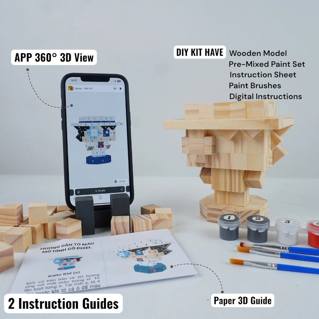 Anime Wooden Character Figures (DIY Painting Kit & Completed Model)