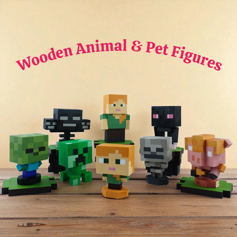 Minecraft Mobs & Bosses Wooden Models (Collection 2/2) - DIY Painting Kit & Completed Model
