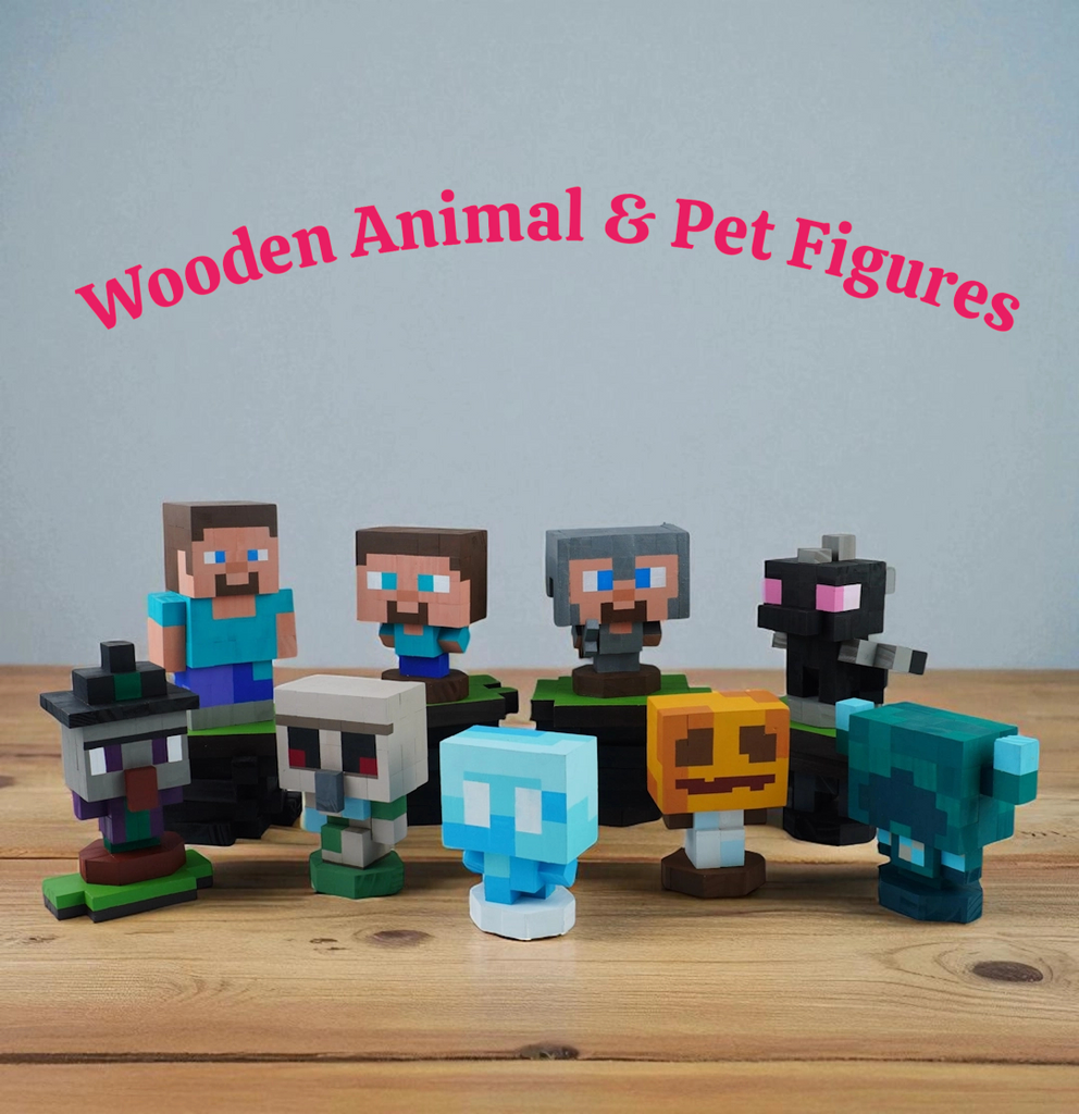 Minecraft Mobs & Bosses Wooden Models (Collection 1/2) - DIY Painting Kit & Completed Model