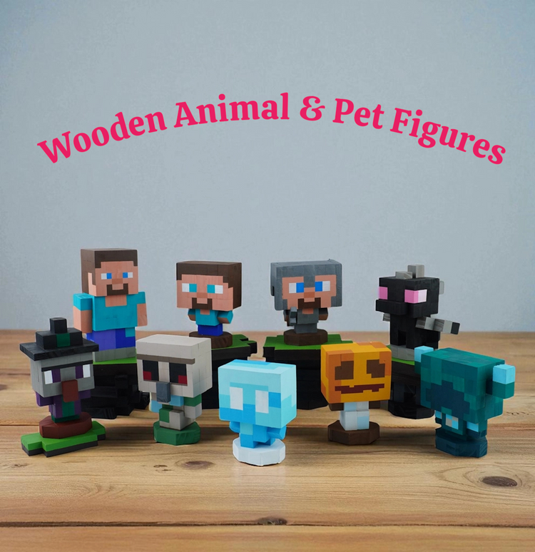 Minecraft Mobs & Bosses Wooden Models (Collection 1/2) - DIY Painting Kit & Completed Model