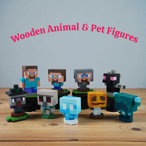 Minecraft Mobs & Bosses Wooden Models (Collection 1/2) - DIY Painting Kit & Completed Model