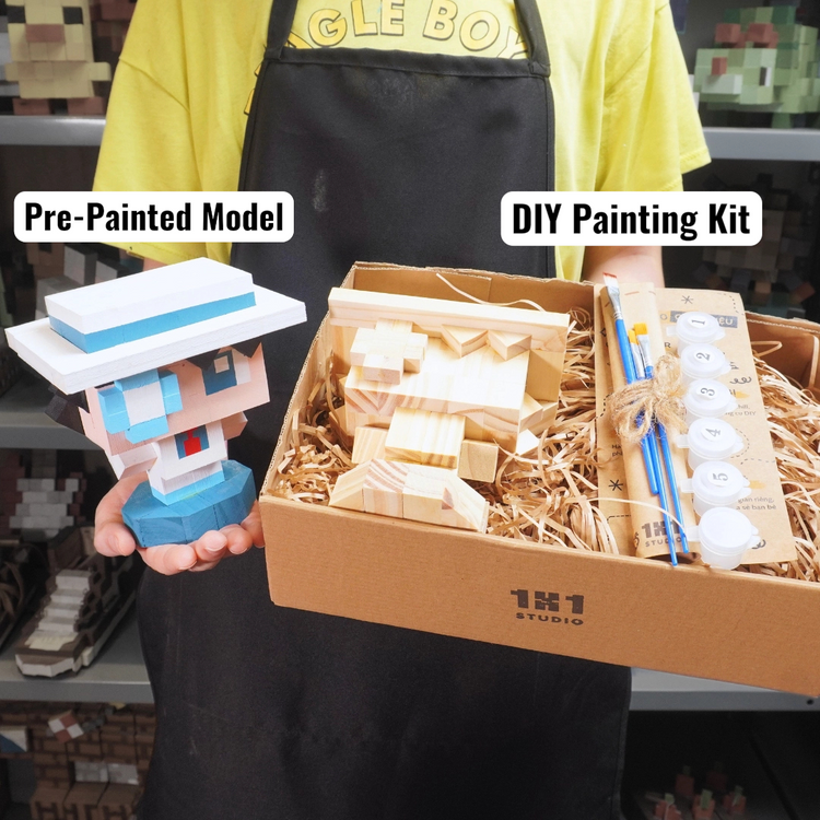 Anime Wooden Character Figures (DIY Painting Kit & Completed Model)