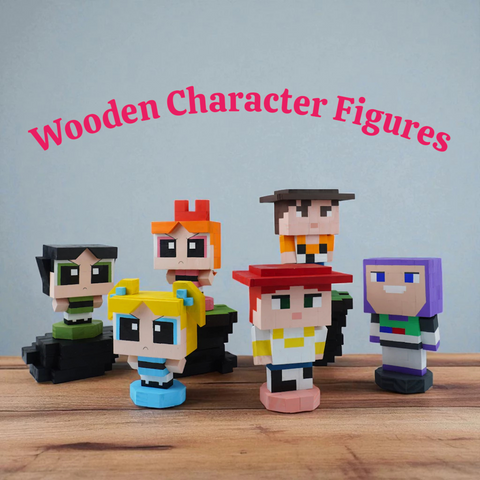 Wooden Character Figures (Collection 1/2) - DIY Painting Kit & Completed Model