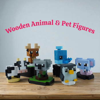 Wooden Animal & Pet Figures (DIY Painting Kit & Completed Model)