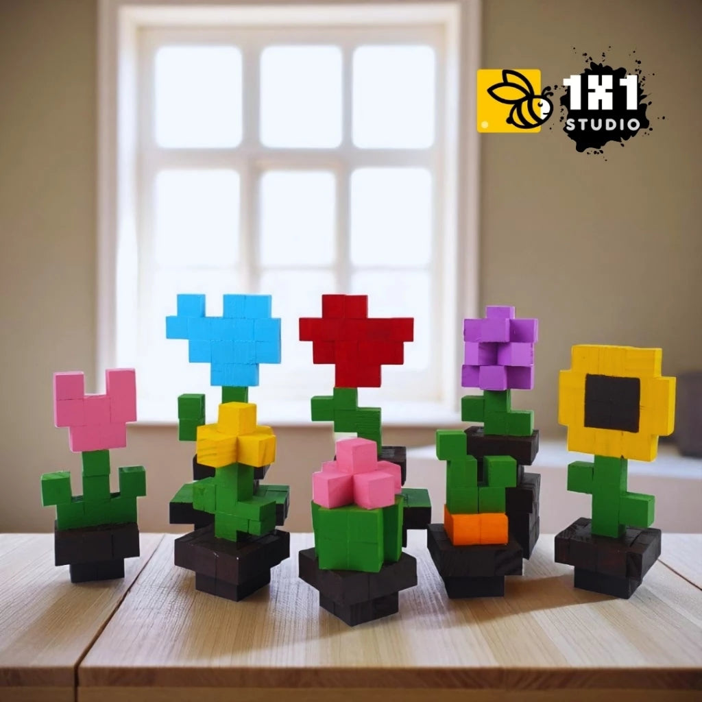 Wooden Flower 2x2x2 (DIY Kit) – Create  6 Models (40 Designs)