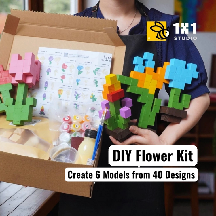Wooden Flower 2x2x2 (DIY Kit) – Create  6 Models (40 Designs)
